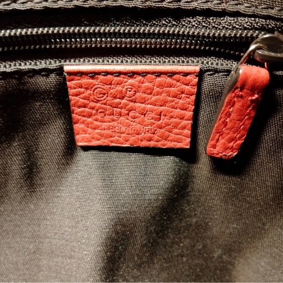 Gucci bamboo Red all Leather tote shoulder crossbody bag EUC authentic - Picture 11 of 11